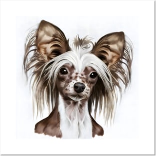 Chinese Crested Dog Portrait Watercolor Posters and Art